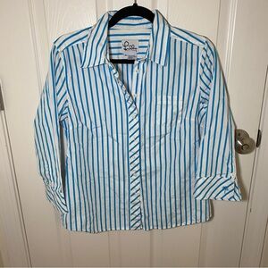 Vintage Lilly Pulitzer Blue and White Striped Button Down